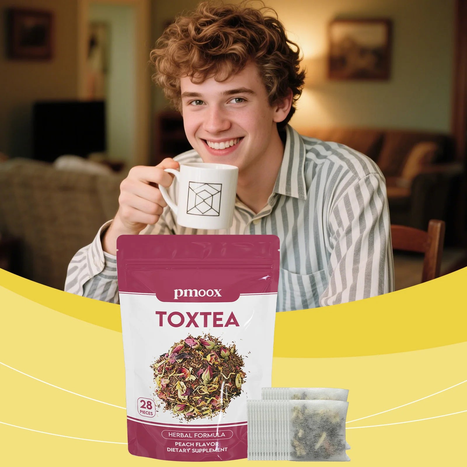 Pmoox Herbal Detox Tea - Supports Skin Firming & Body Contouring | Boosts Metabolism and Reduces Bloating for a Slim Silhouette