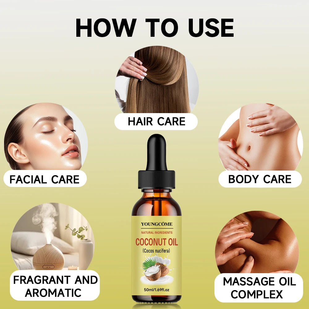 Coconut Hair Care Oil Natural Plant Essence Deeply Nourishe Hair Scalp Reduce Hair Breakage Improve Dryness Hair Oil Skin Hair