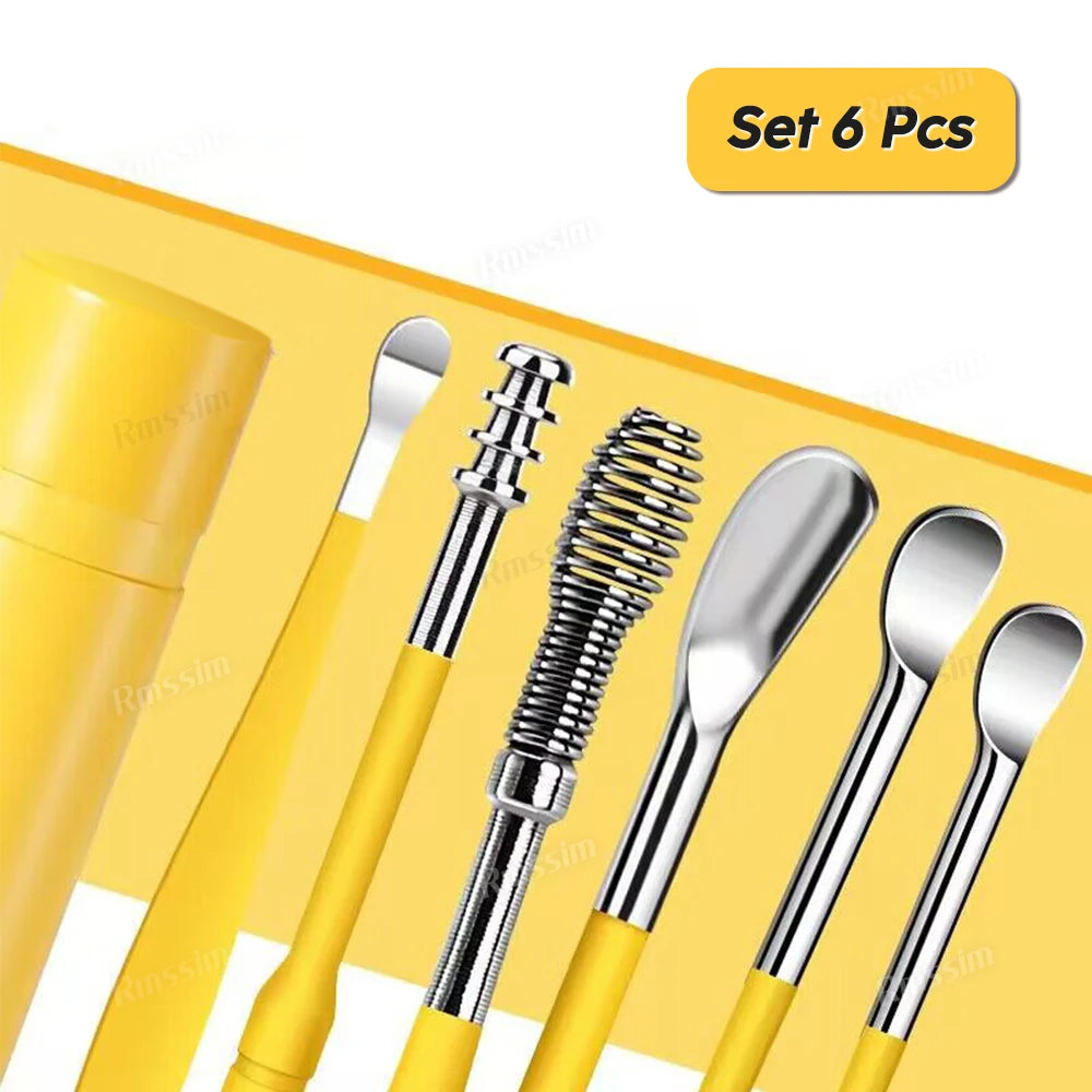 Ear Cleaner Set Earpick Ear Wax Remover Ear Spoon Curette Ear Cleaning Spiral Earpick Easy Earwax Removal Ear Cleaner Kit Gadget