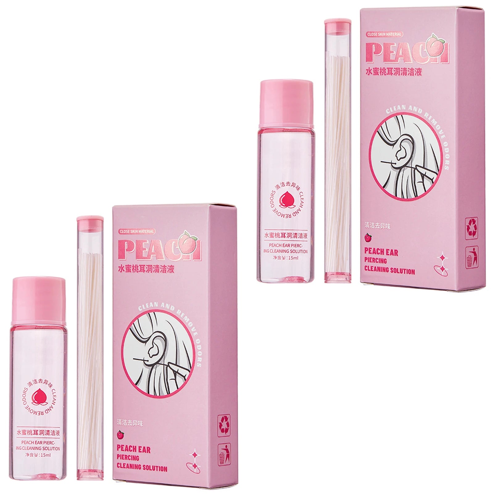 Piercing Aftercare Spray Ear Piercing Cleaner Ear Holes Cleaning Line Flosses Set Remove Odor Ear Wax Solution for Women Men