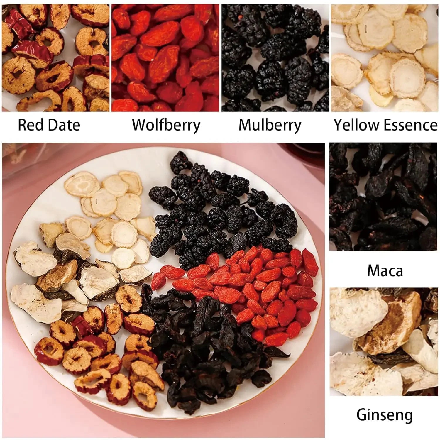 Natura Ginseng Five Treasures Tea Kidney Tea, Natural Chinese Herbal Tea,Kidney Cleanse Detox Tea for Men & Women, 6 Ingredients